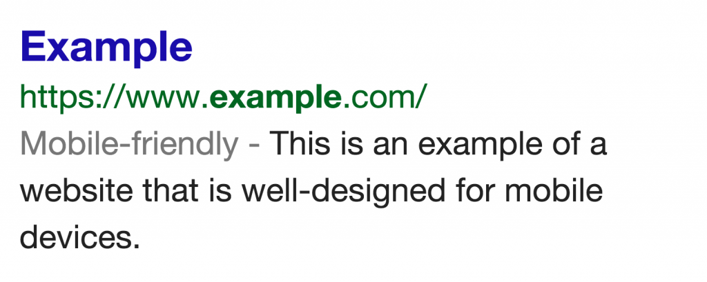 mobile friendly label in Google