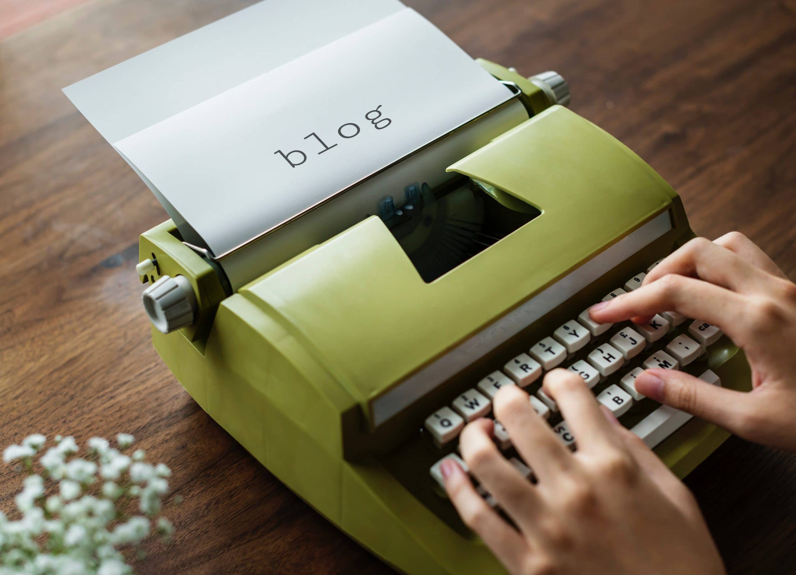writing a blog on a typewriter