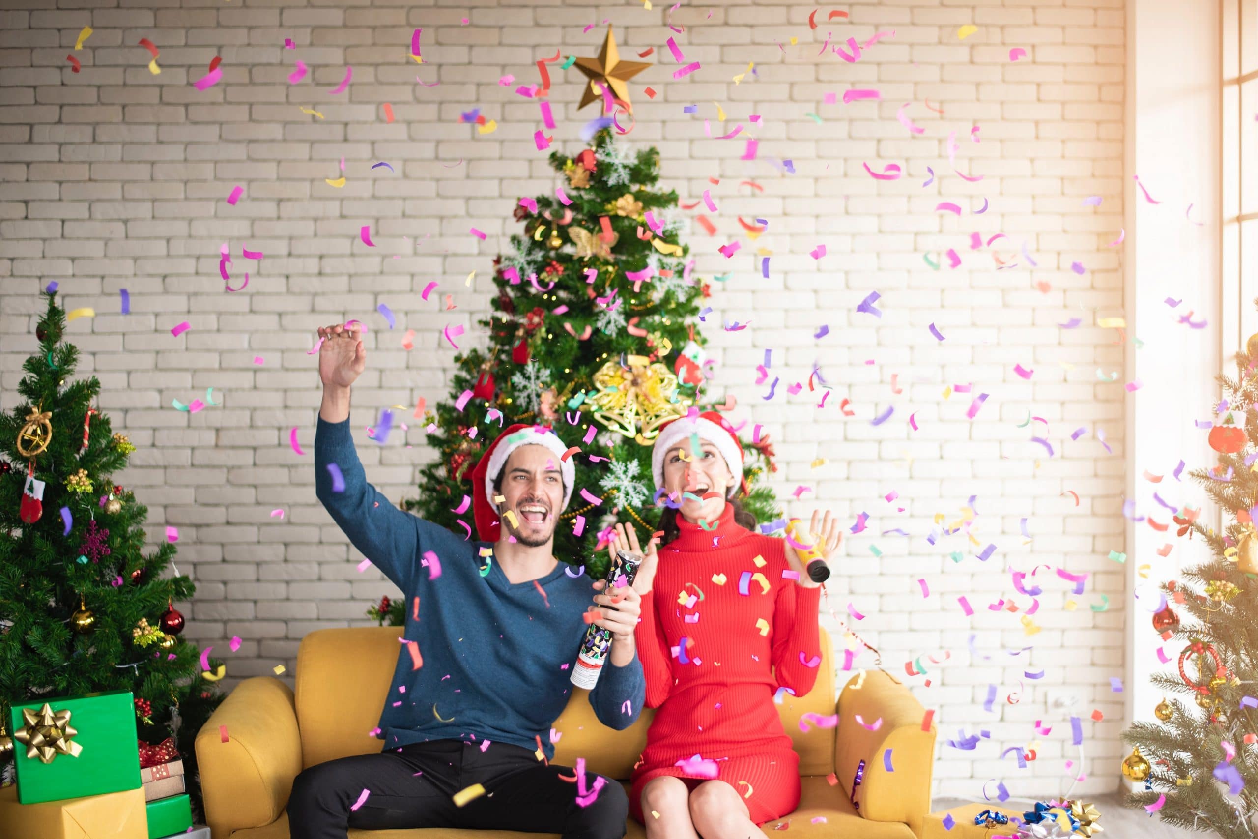 couple celebrating christmas